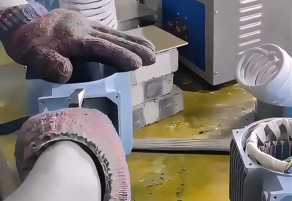 電機鋁殼熱裝配全過程揭秘！高頻機與人工的完美結合